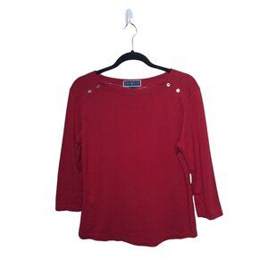 Karen Scott Red Cropped Sleeve T Shirt Tee